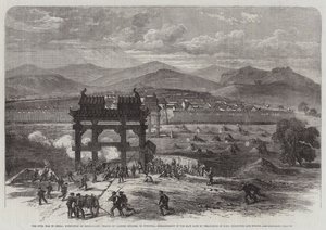 A Guerra Civil na China, Expedição dos Imperialistas, chefiada por oficiais britânicos, a Fungwha, Bombardeio do Portão Leste por Fieldpieces of HMS Encounter and Sphinx